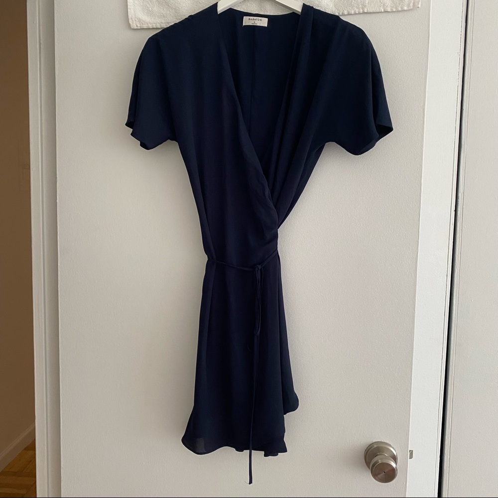 Aritzia Babaton navy blue wrap dress. Excellent condition, worn once.